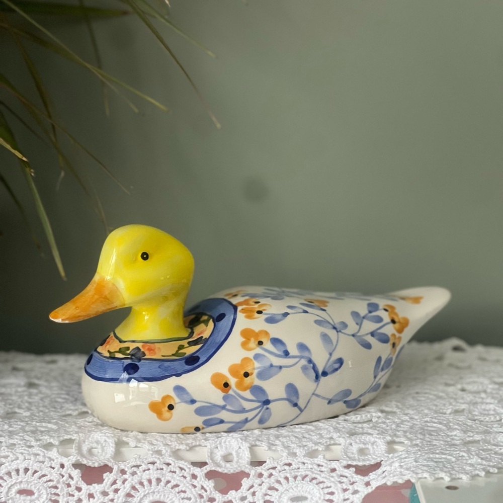 Vintage Hand-Painted Ceramic Duck Figurine